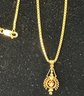 14K YG 18 Inch Box Link Necklace With Diamond Accented Sliding Pendant