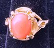 14K YG Pink Coral Ring Size 8.5