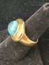14k YG Pale Blue Gemstone Ring Size 7