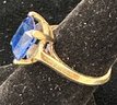14K YG Blue Sapphire Ring Size 6