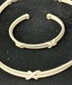David Yurman Sterling Silver Matching Hinged Cable Choker Necklace & Open Cable Bracelet