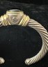 David Yurman 14k/.925 Twisted Open Cable Bracelet With Onyx Center Stone