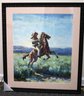 Framed Print Of Gaucho On Galloping Horse In Pastoral Landscape