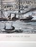 Antique Style Print Of New York Harbor In 1850 In Elaborate Gold Frame