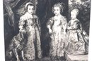 .Adorable Vintage Print Of The Children Of Charles 1st In Shiny Gold Frame.