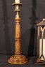 Pair Of Decorative Turned Wood Candlesticks Includes A Decorative Oil Rubbed Bronze Finished Candle Lantern