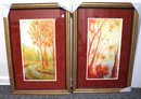 Two Vintage Prints Of Willowy Trees In A Woodland Forest