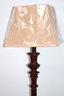 Edwardian Style Floor Lamp In Rich Cherry Wood Finish With Linen Shade