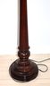 Edwardian Style Floor Lamp In Rich Cherry Wood Finish With Linen Shade