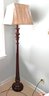 Edwardian Style Floor Lamp In Rich Cherry Wood Finish Floor Lamp With Linen Shade
