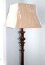 Edwardian Style Floor Lamp In Rich Cherry Wood Finish Floor Lamp With Linen Shade