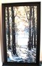 Large Contemporary Painting Of Winter Scene And Dreamy Forest Landscape