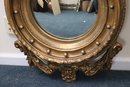 Antique Federal Style Bulls Eye Mirror With Eagle & North Wind Visage On Bottom.