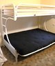White Metal Bunk Bed With Double Bed / Futon On Bottom
