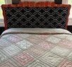 FULL CUSTOM HEADBOARD RECENTLY UPHOLSTERED WITH MATTRESS AND BOX SPRING