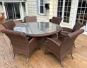 Get Ready For Spring! 72' Round Quality Outdoor Wicker Patio Table By Cast Classics With 6 Swivel Chairs