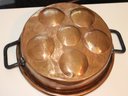 Lot With 5 Vintage Copper Pots & Pans, 1 With Embossing Of Mountain Village