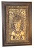 Vintage Hand Painted Embossed Artwork Of A Buddhist God In Prayer In Ornate Frame