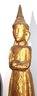 Hand Carved Wood Statue With Gold Painted Detail