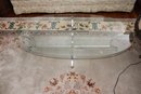 Vintage Chrome & Glass Coffee Table With Brass Accents, Unique Base With Many Possibilities