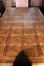 Fine Quality Dining Room Table With A Parquet Style Surface And Heavy Wrought Iron Base Includes 8 Chairs