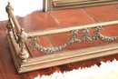 Neoclassical Style Antique Brass Fender With Swags & Bows Measuring Almost 6 Feet Long