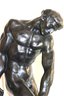 Powerful Bronze Sculpture After Auguste Rodins Adam On Black Marble Base