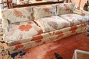Gorgeous Custom 3 Seat Sofa With Exotic Silk Floral Motif Upholstery