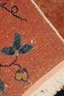 Beautiful Art Deco Chinese Handmade Wool Rug With Blue Flowers On Peach Background