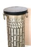 Vintage Swivel Top Pedestal With Silver Metal Body In A Bamboo Design