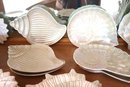 Set Of 12 Fitz & Floyd Shell Shaped Dishes With Iridescent Finish & 15 Flower Shaped Small Plates.