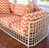 Vintage Bamboo & Rattan 3 Seat Sofa With Custom Cushions In Great Condition