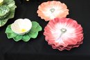 Set Of 12 Vintage Fitz & Floyd Floral Side Plates & Hand Painted Platter With 6 Serving Bowls