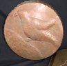 Vintage Copper Pie Plate With Embossed Bird, Oval Pan With Wrought Iron Handle & 2 Spoons Made In Israel