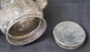 Antique Rose Medallion Plates With Pedestal Cake Plate & Unique Engraved Silver Metal Teapot