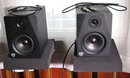 2 Rockville DPM8 300 W 2-way Powered Studio Passive Monitor Speakers, Including Rockville Stands As Pictured