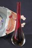 Modern Handcrafted Pottery Platter With Interesting Colors, Graceful Murano Art Glass Vase