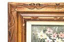 Floral Still Life Painted By Louis In A Carved Wood Frame
