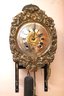 Antique French Wall Clock With Cherubs, Girl On Swing & Long Brass Pendulum