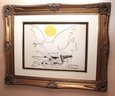 After Picasso Dove Of Peace Lithograph With Embossed Mark & Spectacular Gold Frame