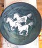 Signed Decorative Ceramic Wall Plate With Galloping Horses Signed By Artist 2004