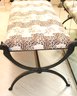 Unique Wrought Iron Neoclassical Style Bench Framed With Sphinx Cat Heads And X Shaped Sides