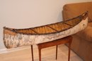 Large Vintage Handcrafted Model Of A Birch Bark Canoe