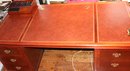 Impressive Inlaid Cherrywood Executive Desk With Leather Top By Charles McMurray Designs With Fitted Inte