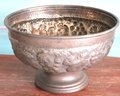Oversized Embossed Metal Punch Bowl With Grapes And Grape Leaves