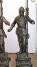 Pair Of Decorative Metal Statues Of Knights With Scabbards On Metal Bases