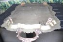 Beautiful Towle Silver Plated Footed Tray With Generous Engraving & Handles