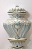 Gorgeous Hand Painted Blue & Gold Porcelain Fountain Wall Sconce
