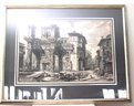 Vintage Print Of Architectural Ruins In Ancient Town, Beautifully Matted And Framed
