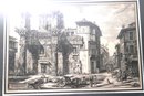 Vintage Print Of Architectural Ruins In Ancient Town, Beautifully Matted And Framed